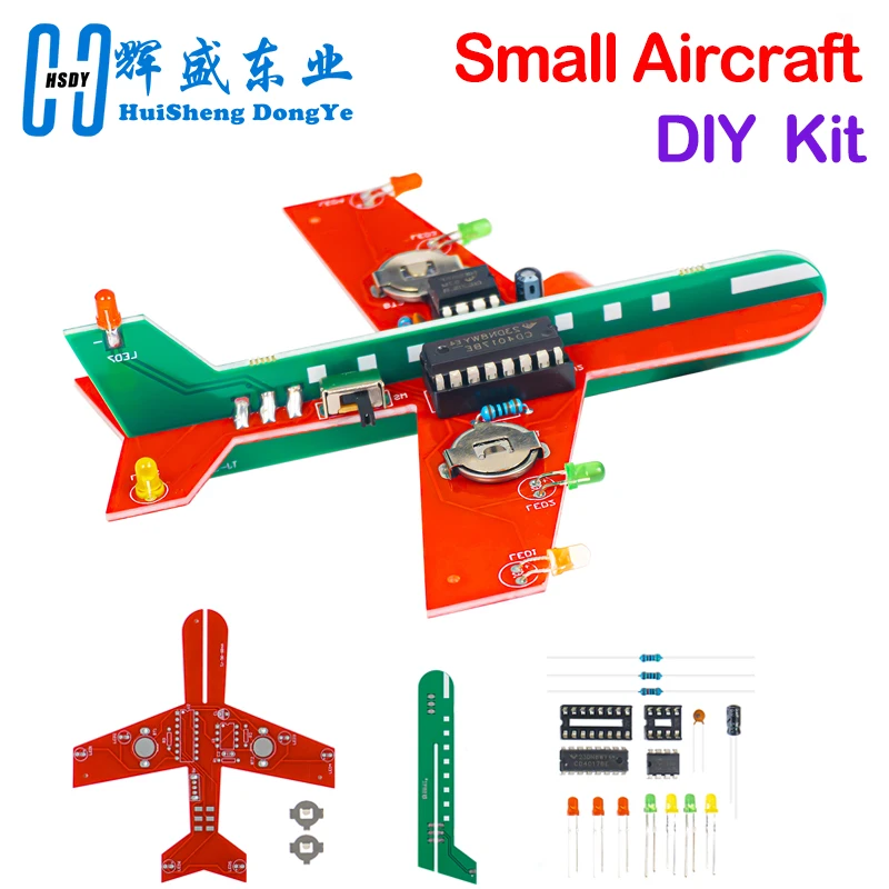 

DIY Electronic Kit Small Airplane CD4017 Flow Lamp Welding Practice Electronic Science Assembly Kit Flashing LED PCB