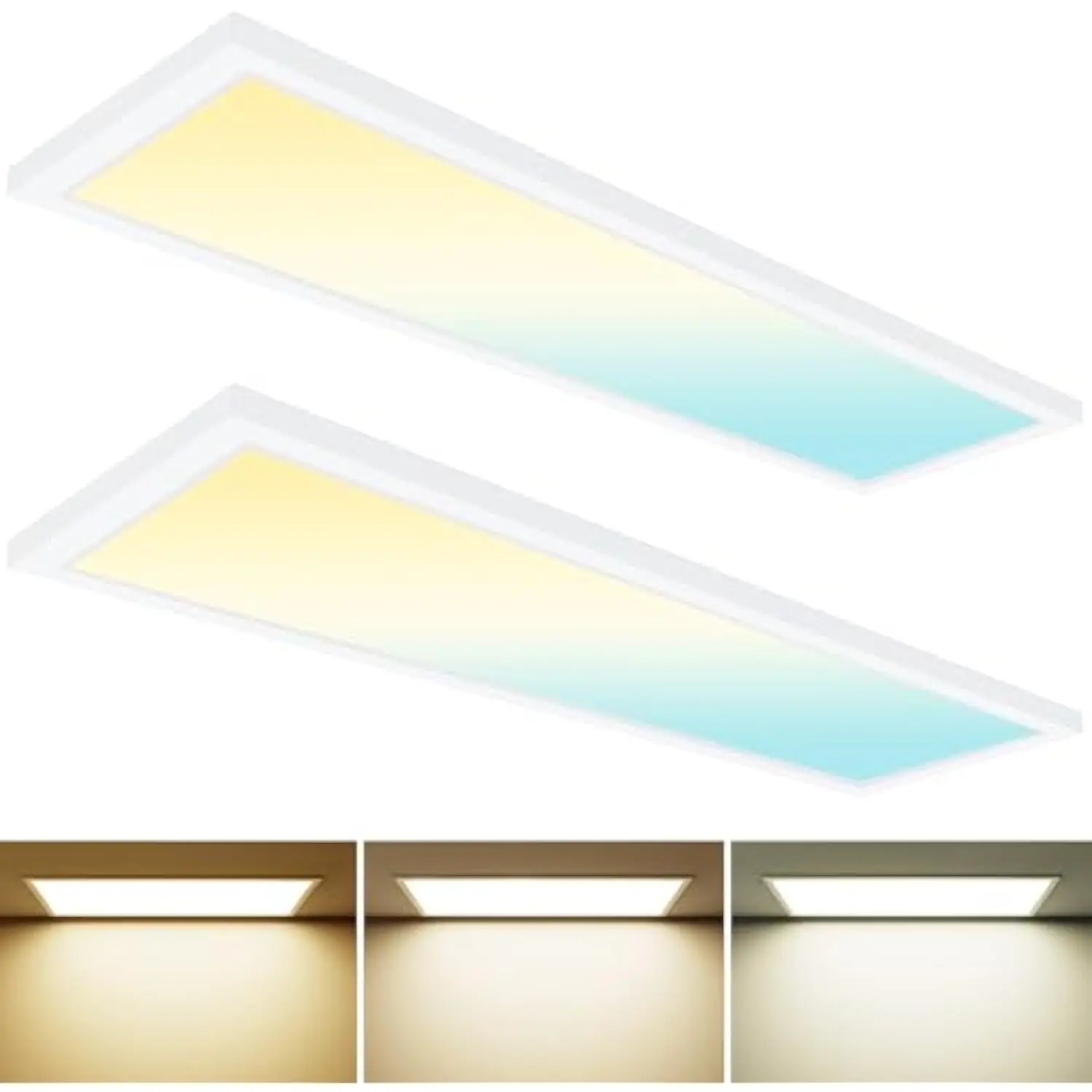 

1X4 Led Flat Panel Light Surface Mount, 50W 5750Lm Triac 10-100% Dimmable, 3Cct Selectable 3500K/4000K/5000K Troffer Ceiling L