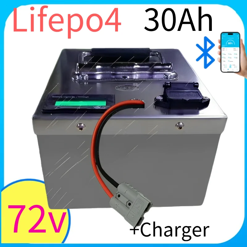 

Upgraded 72V 30Ah 20Ah Lifepo4 battery pack BMS with bluetooth for motorcycle electric scooter power tool solar energy+5A Charge