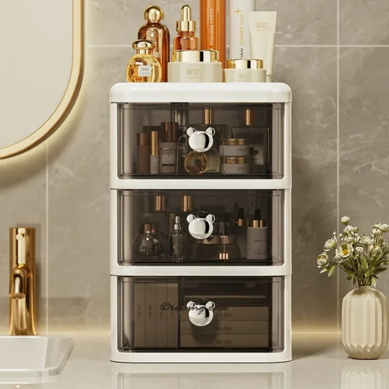 صندوق تخزين مكتبي قابل للتكديس مع درج مقاوم للغبار صندوق تخزين مكتبي صندوق مستحضرات التجميل لوازم مكتبية رف تخزين الحطام #6