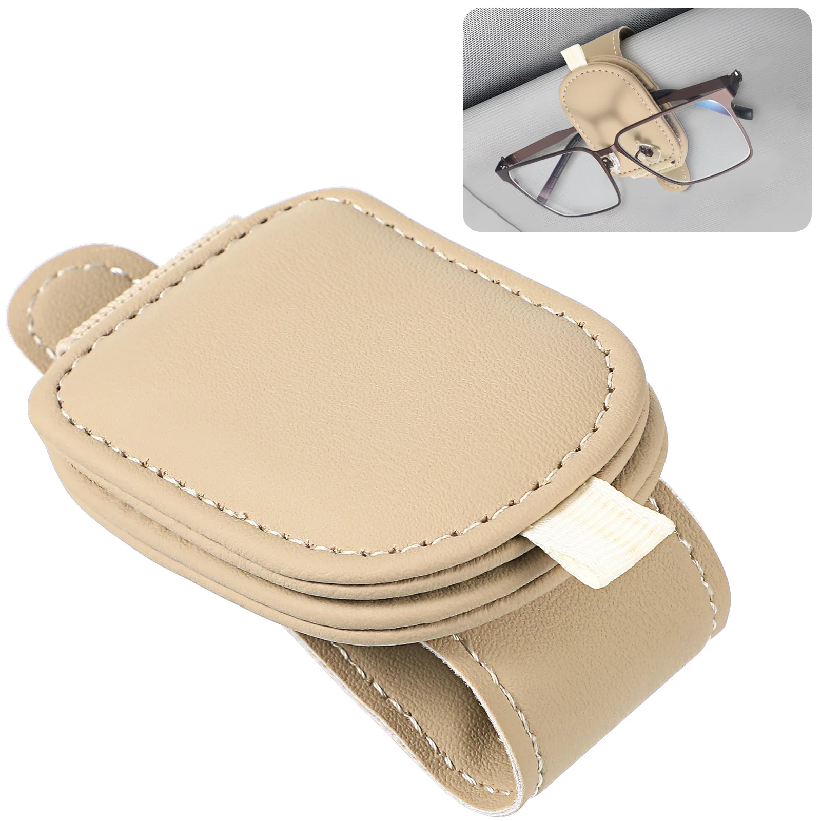 

Sun Visor Car Glasses Holder Organizer Clip Sunglasses Eyeglasses for Beige Interior Accessories Auto