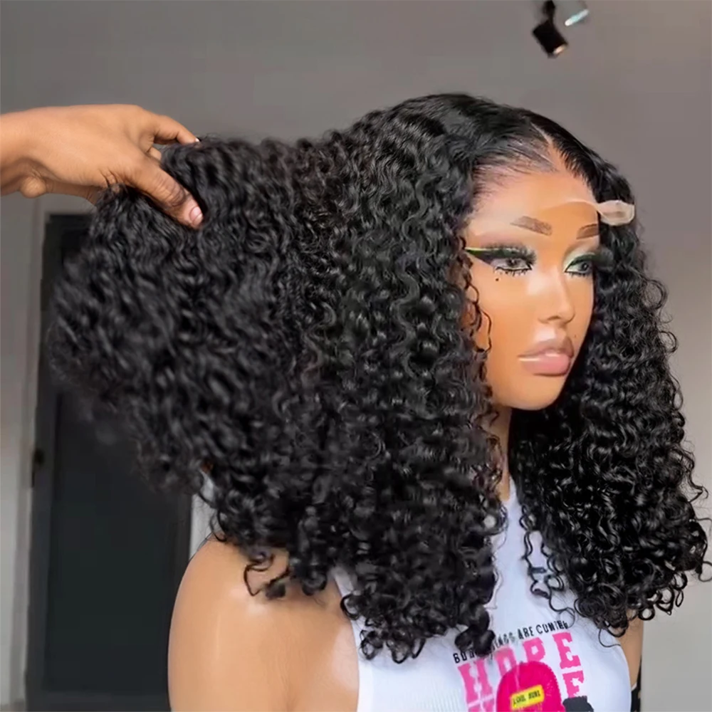Glueless Deep Wave Short Bob Curly Human Hair Wig Brazilian 13x4 13x6 HD Lace Front Wig Pre Cut Lace Pre Plucked For Black Women