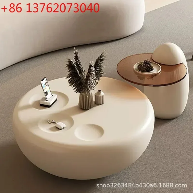 

2026 wabi sabi cream wind coffee table small apartment living room light luxury Italian designer