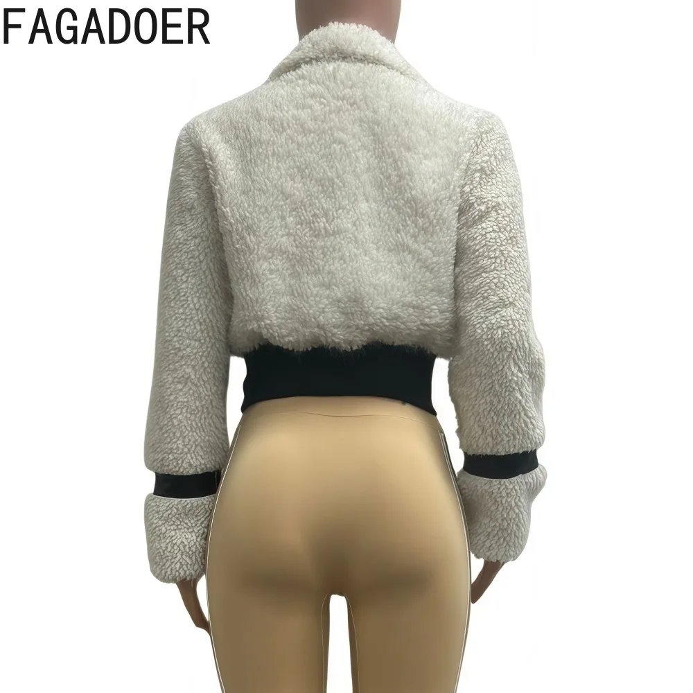 FAGADOER شتاء جديد عادية جلدية الفراء المرقعة معطف المرأة بلون طويل الأكمام جاكيت زيبرا ملابس الشارع الشهير الإناث #6