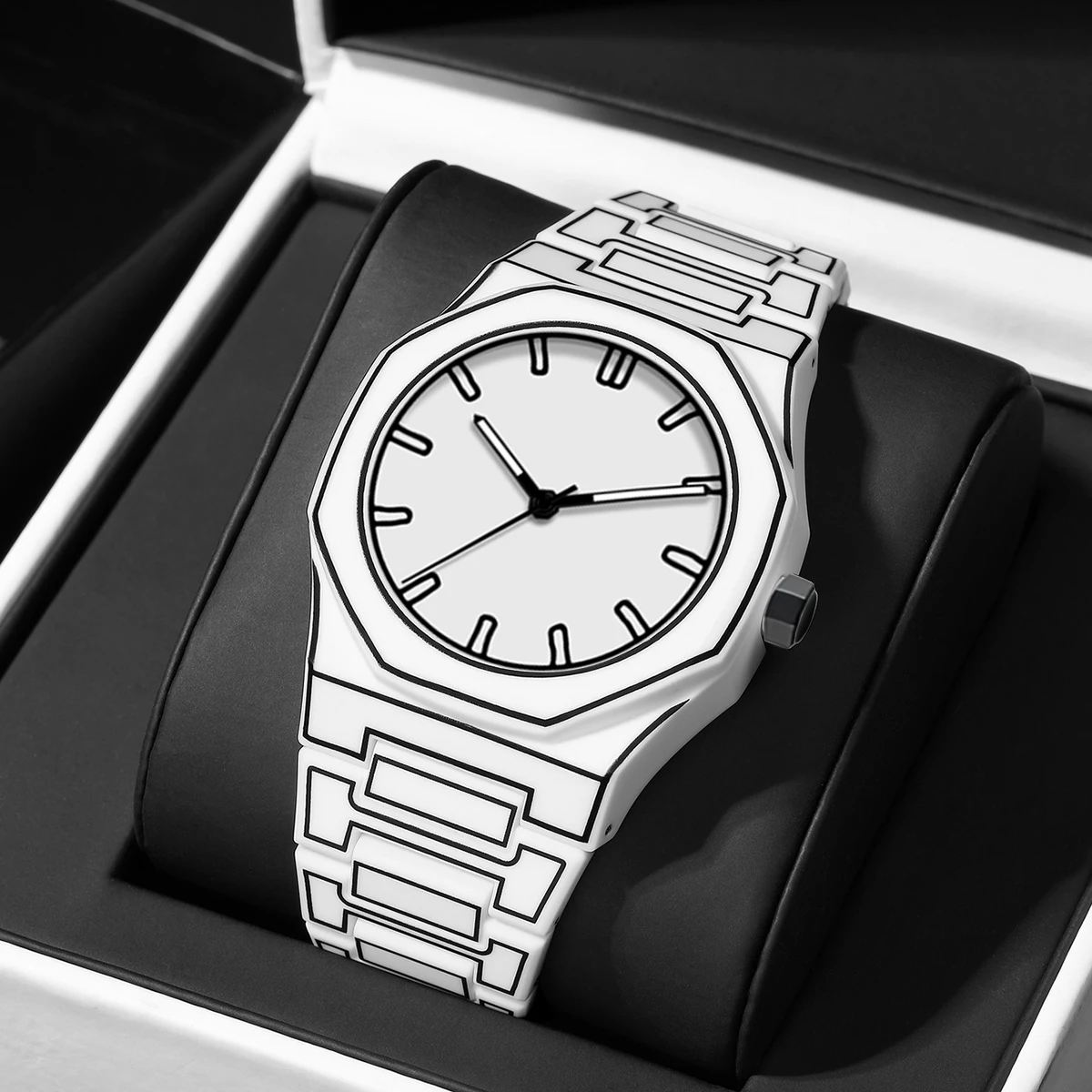 High Quality Black White Classic Anime Line Style Quartz Watch Man Silicone Men Watch Creative Art Male Clock Sport Fashion Gift