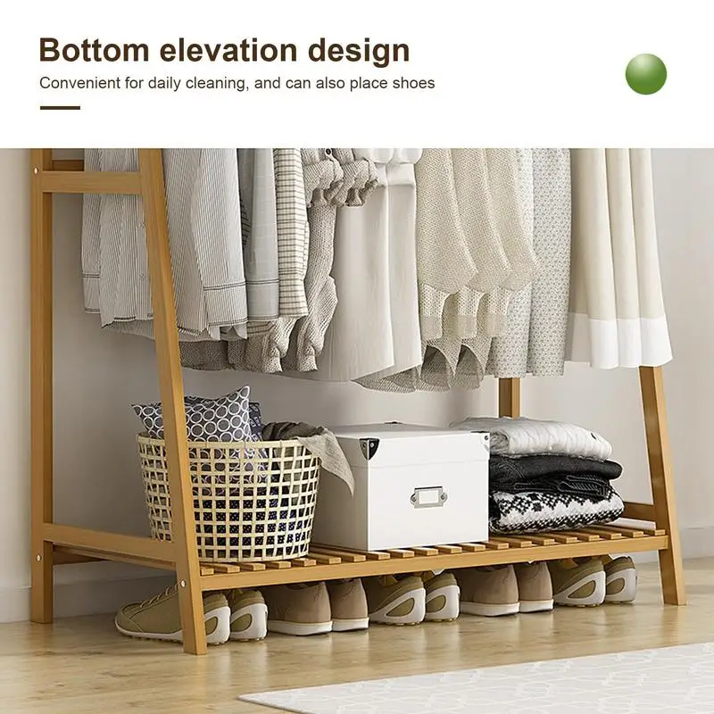 wooden Garment Home Standing Clothes Shelf With Multi Layers Multi-Function Laundry Organizing Rack For Living Room Bedroom