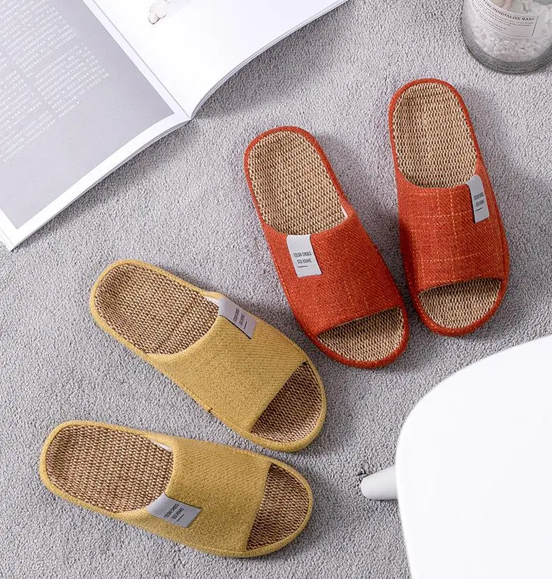 Atmungsaktive Leinen-Hausschuhe für Herren, Ganzjährig Leise für Innenräume, Rutschfeste Schlafzimmer-Bodenschuhe, Weiche Pantoffeln, Anti-Rutsch-Hausschuhe – Detail 12