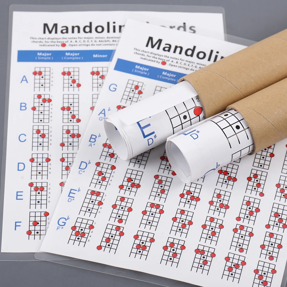 Mandolin Chord Chart Large Size Lightweight Portable Wear-Resistant For Beginners Training Guide Fingering Diagram Exercise Tool