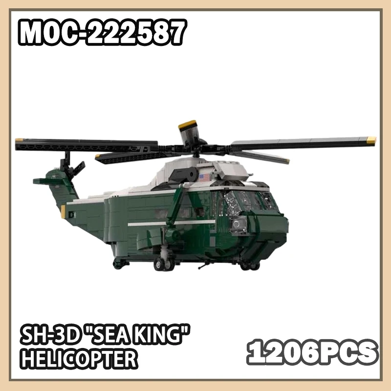 

MOC-222587 NEW DIY SH-3D "Sea King" Helicopter Building Block Model Brick Set Creative Gifts Collectibles Decoration 1206PCS