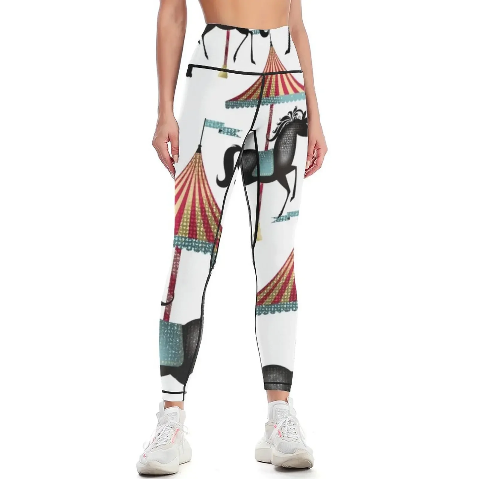 

Circus carnival tent carousel horse merry-go-round Leggings Sports pants for sports woman gym Women's gym Womens Leggings
