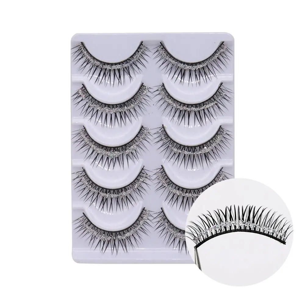 Pestañas postizas hechas a mano de fibra brillante para mujer, pestañas largas gruesas, extensión de ojos, diamantes, Manga