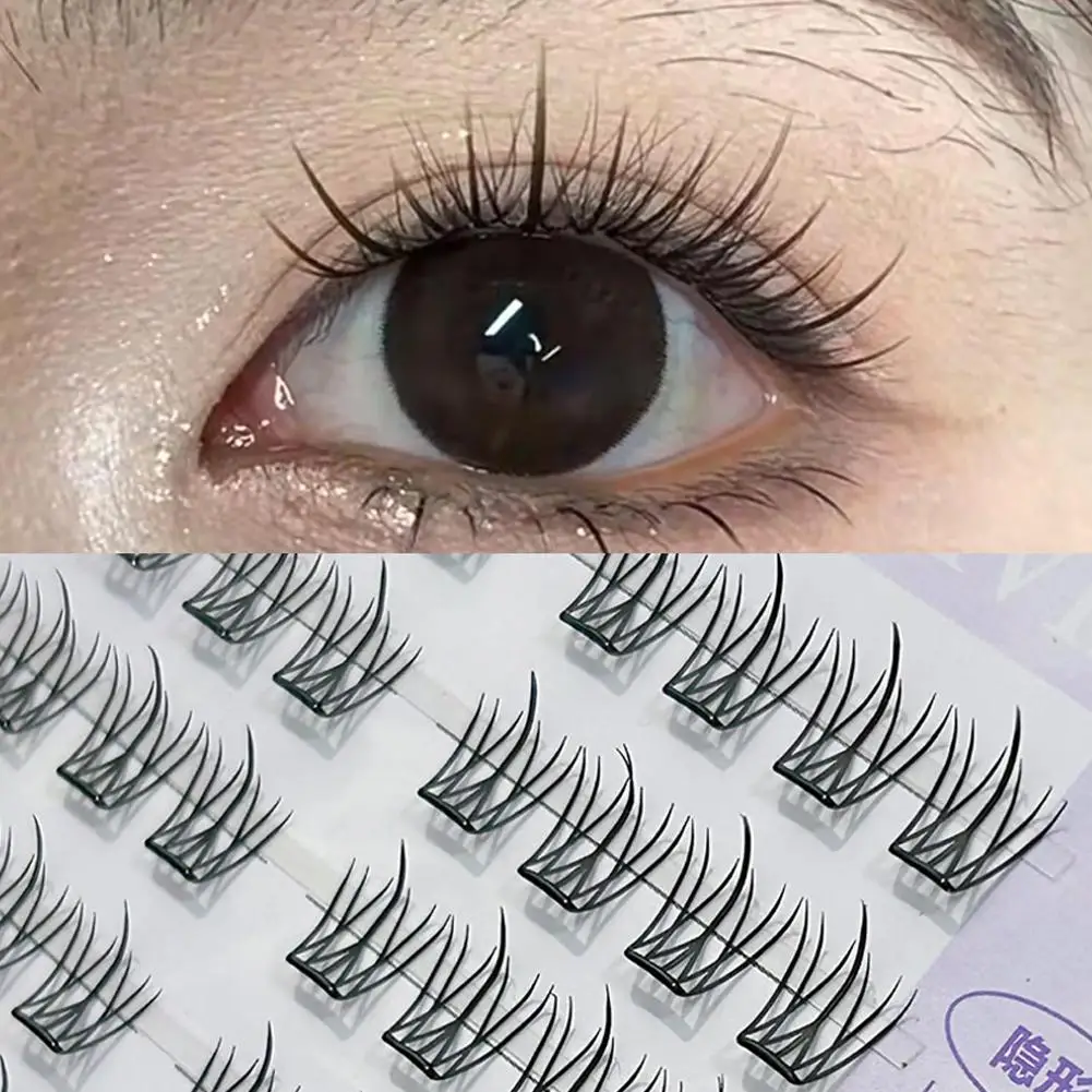 Self Adhesive Eyelashes DIY Cluster Lashes No Glue Cils Needed Individual Faux Tools Lashes Extension Makeup W8S2