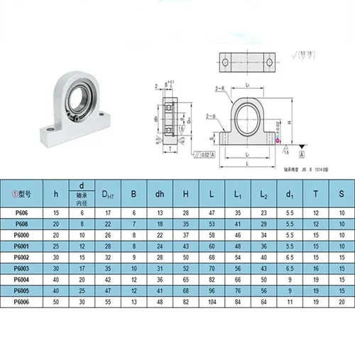 Imagen 2 del producto Componentes de carcasa de rodamiento Vertical tipo P, soporte de aleación de aluminio, varilla de tornillo de asiento fijo, rodamiento de soporte de eje óptico, 1 Uds.