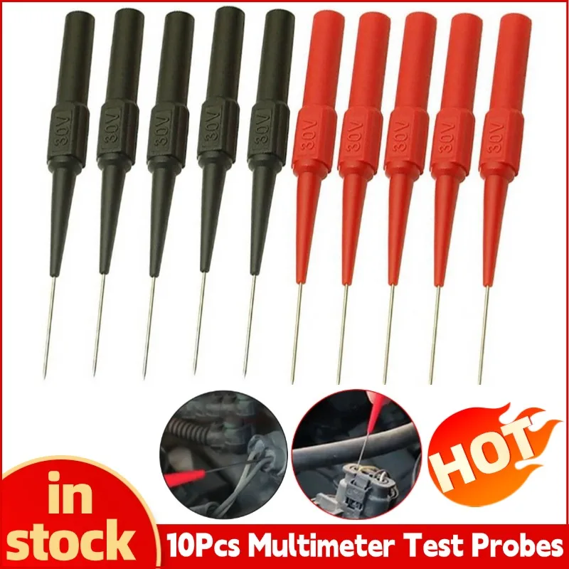 10 個テストリードピンテストプローブヒント 0.7 ミリメートルコネクタマルチメータ針バナナプラグ車テスター絶縁ピアス針