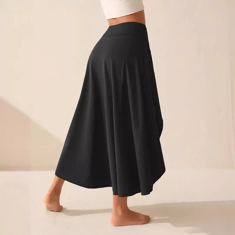 

Elegant Asymmetric High Low Hem Chiffon Maxi Skirt With Ruffle Detail Flowy And Stylish Solid Color Long Skirt For Women