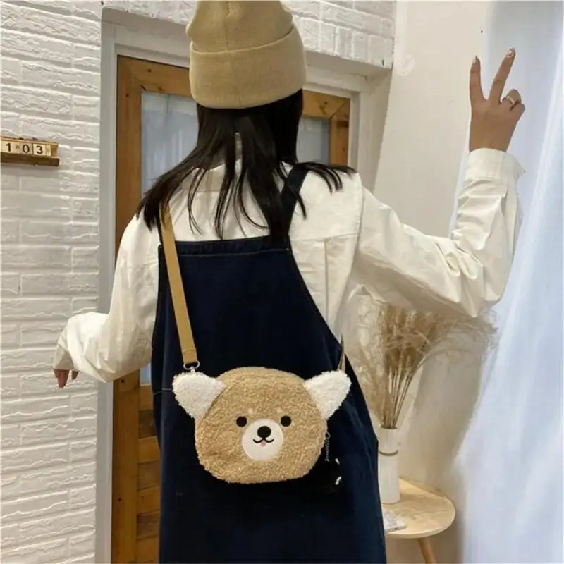 Autumn And Winter Plush Messenger Bag With Pendant Lamb Wool Small Bag Children's Plush Shoulder Bag Plush Backpacks Gifts