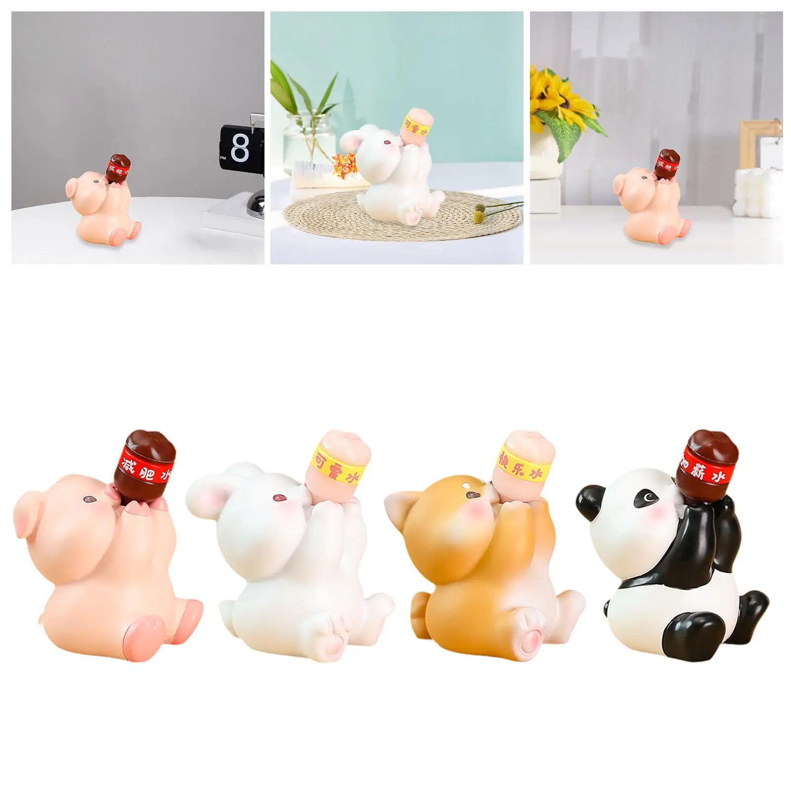 

Animal Statue Collection Small Resin Craft Desktop Ornament Animal Figurine for Housewarming Hotel Bookshelf Cabinet Wedding