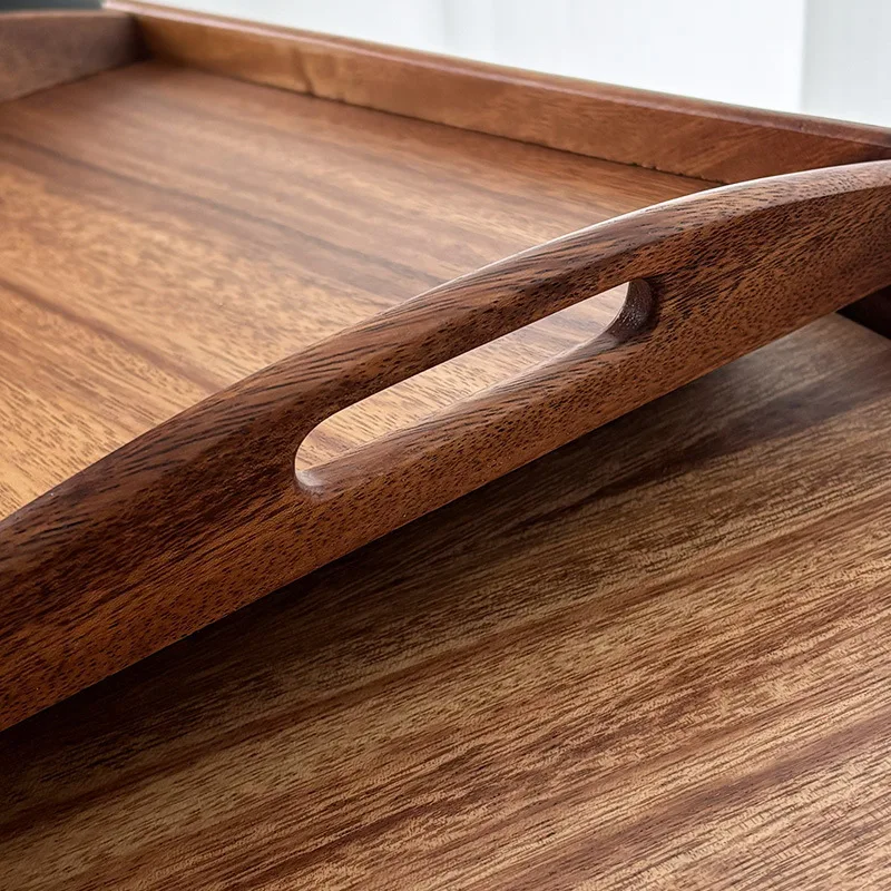 صينية خشبية من الخيزران TianTai Hualian مع آذان - صينية شاي مستطيلة للاستخدام التجاري والمنزلي، يابانية - طراز