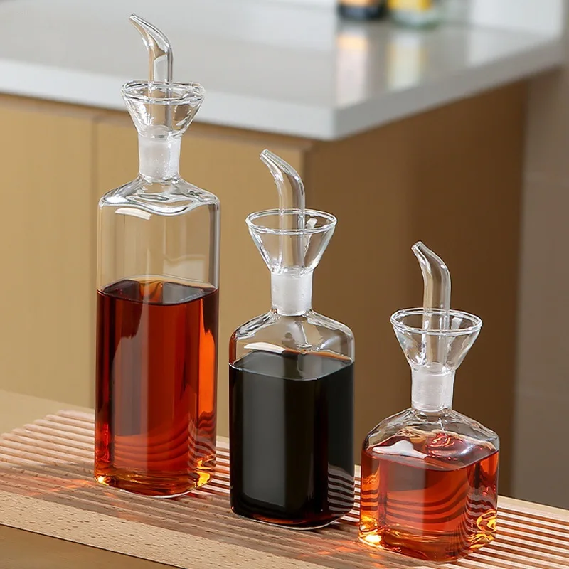 

Square High Borosilicate Glass Oil Pot Oil Vinegar Bottle Simple Kitchen Seasoning Bottle Home Use Soy Sauce Vinegar Bottles