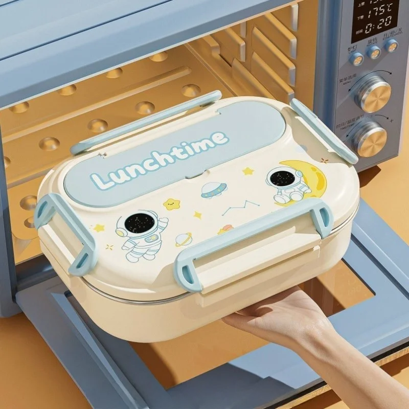 36ステンレス製電子レンジ対応ランチボックス、蓋と仕切り付き、オフィスワーカー向け耐熱食品容器
