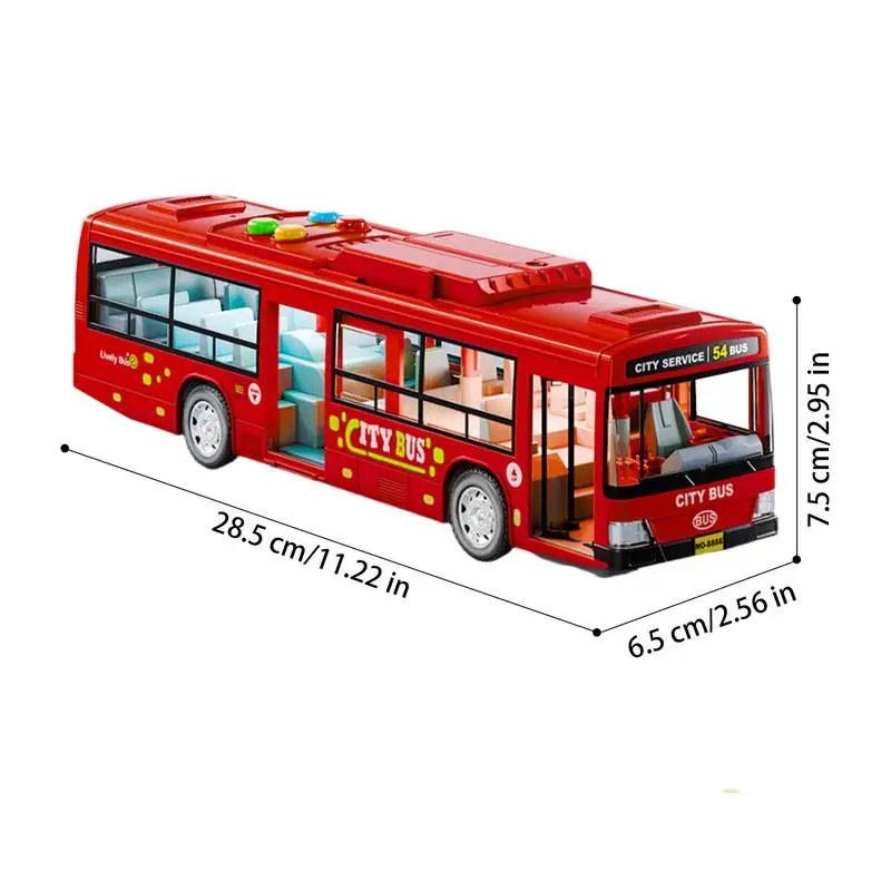 Bus Model Toy Large Bus Roleplay Toy Educational Play Vehicles Toy Battery-Operated Car Model Toy With Music And Light Openable