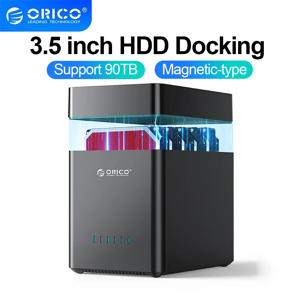 ORICO 5-бакетная док-станция для жесткого диска 3,5 дюйма, корпус USB3.1 для жесткого диска типа C для док-станции 2,5/3,5 SATA HDD SSD MAX 90 ТБ