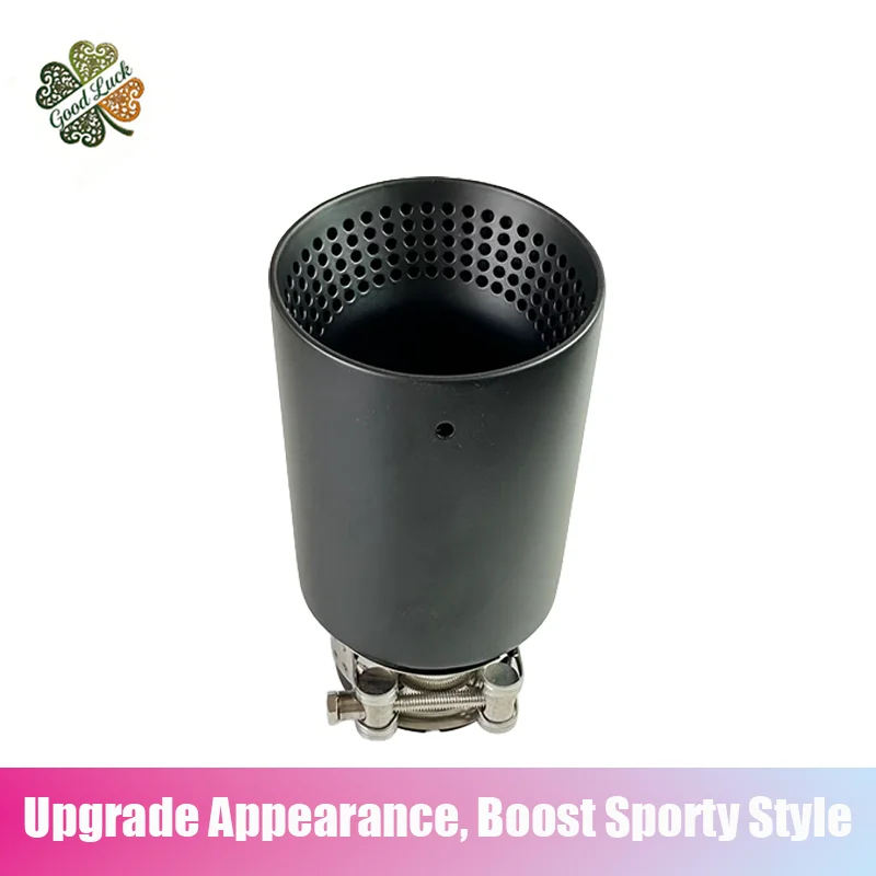 

1 NO logo matte black stainless steel car exhaust tail throat, universal exhaust tip, suitable for Volkswagen GTI MK7,