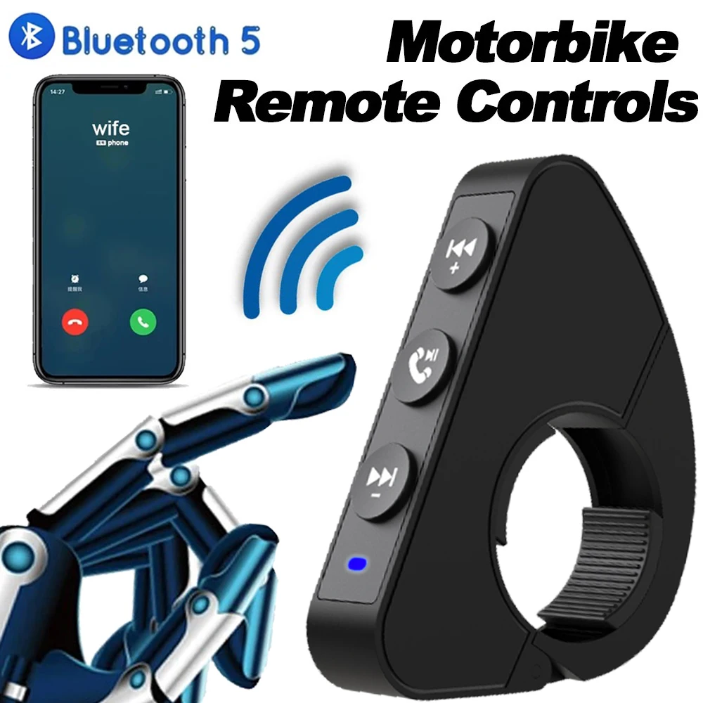 Wireless Bluetooth 5.3 Remote Button Helmet Earphone Motorcycle/Bike Handlebar Media Controller Steering Wheel Remote Control