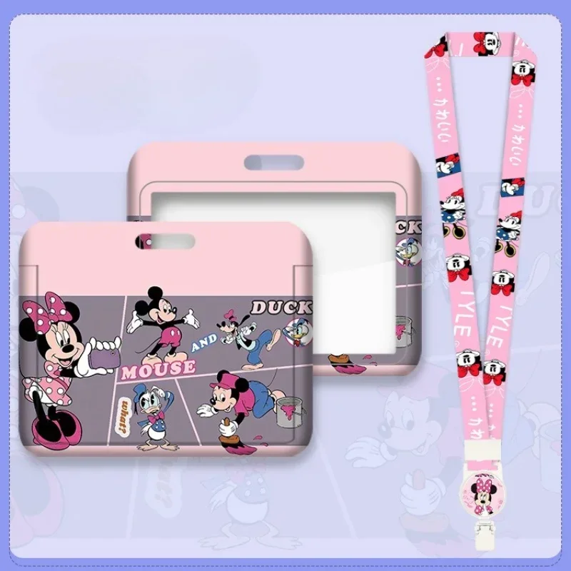 Disney minnie Mickey cardholder， stage ID badge, work ID card, student ID card, bus card holder，office use and school，lanyards