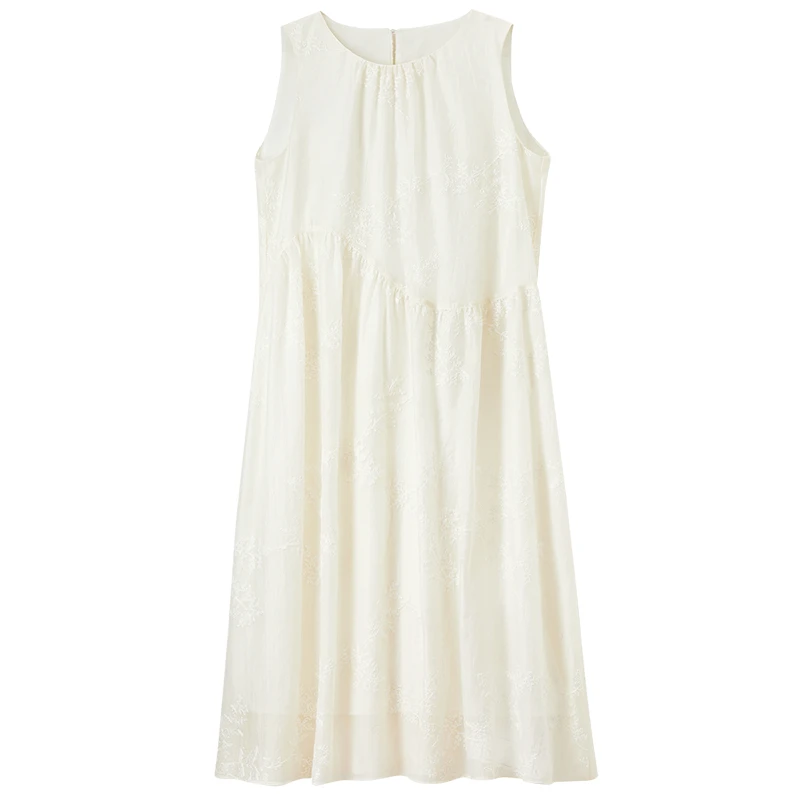 SENTUBILA Women Summer Dress 2026 Elegant Ladies Sundress Embroidery Sleeveless Holiday Vacation Long Dresses Woman 151L58207