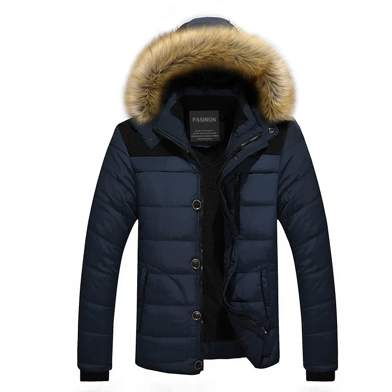 Drop Shipping Men Winter Jackets With Fur Collar Fashion Keep Warm Parka Homme LBZ11