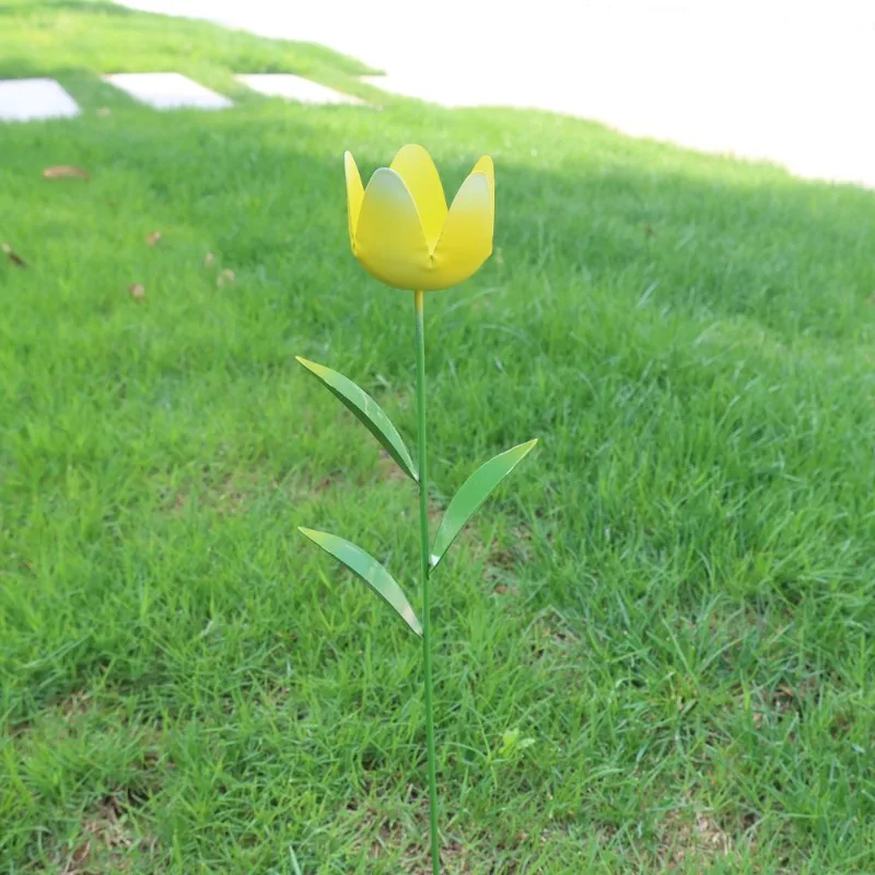 3Pcs Garden Decor for Outside,Metal Tulip Decorative Garden Stakes,3D Flower Yard Art for Outdoor Lawn Patio Pathway Decorations