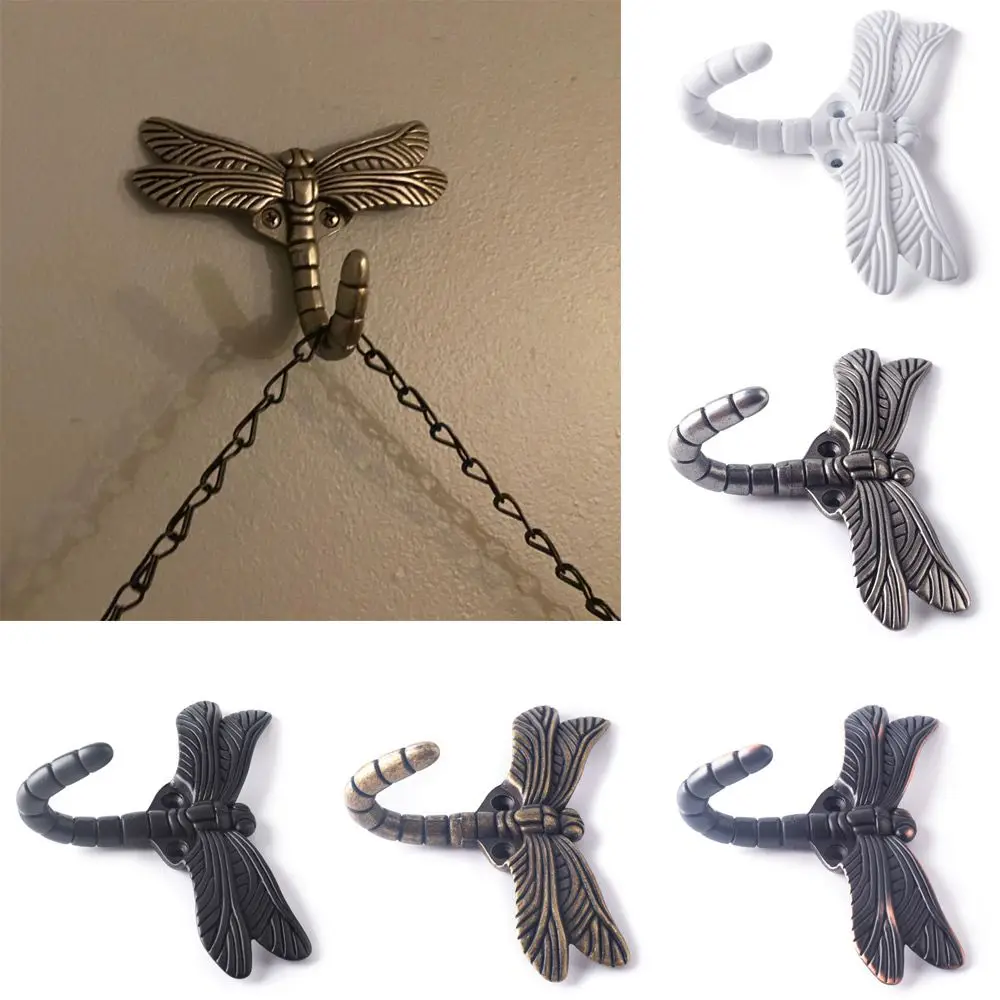 Wall-mounted Punch Zinc Alloy Dragonfly Shaped Wall Hanger Clothes Coat Purse Bag Hat Hanger Shower Hook Robe Hook