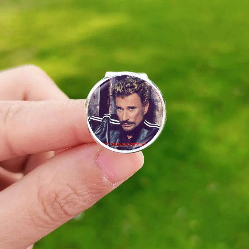 New Johnny Hallyday Ring for Men Women Rock Singer Custom Poster Glass Open Rings for Fans Jewelry Gift