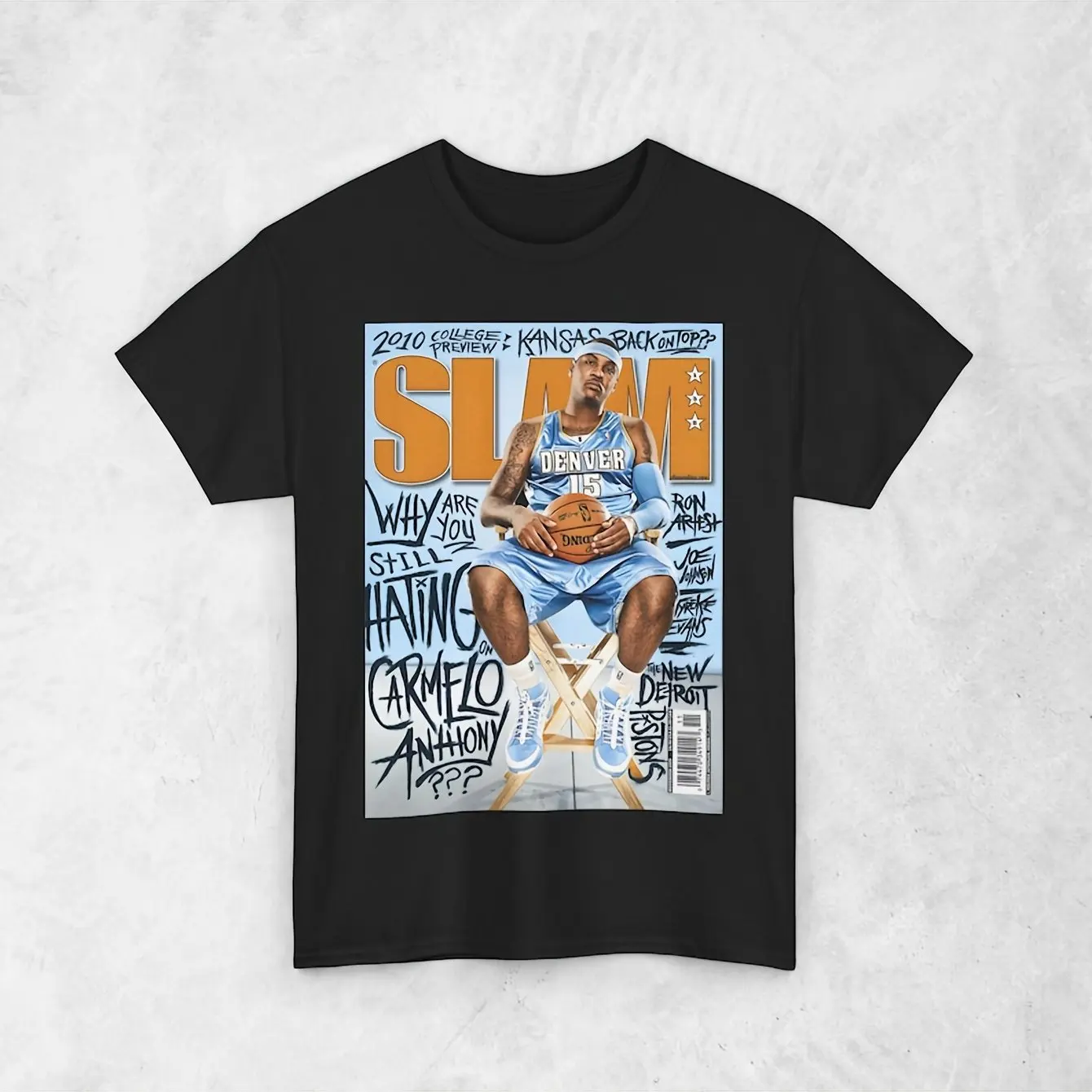 Novedad de verano, camiseta con patrón de baloncesto SLAM para hombre, cuello redondo, Top de algodón de manga corta para hombre y mujer