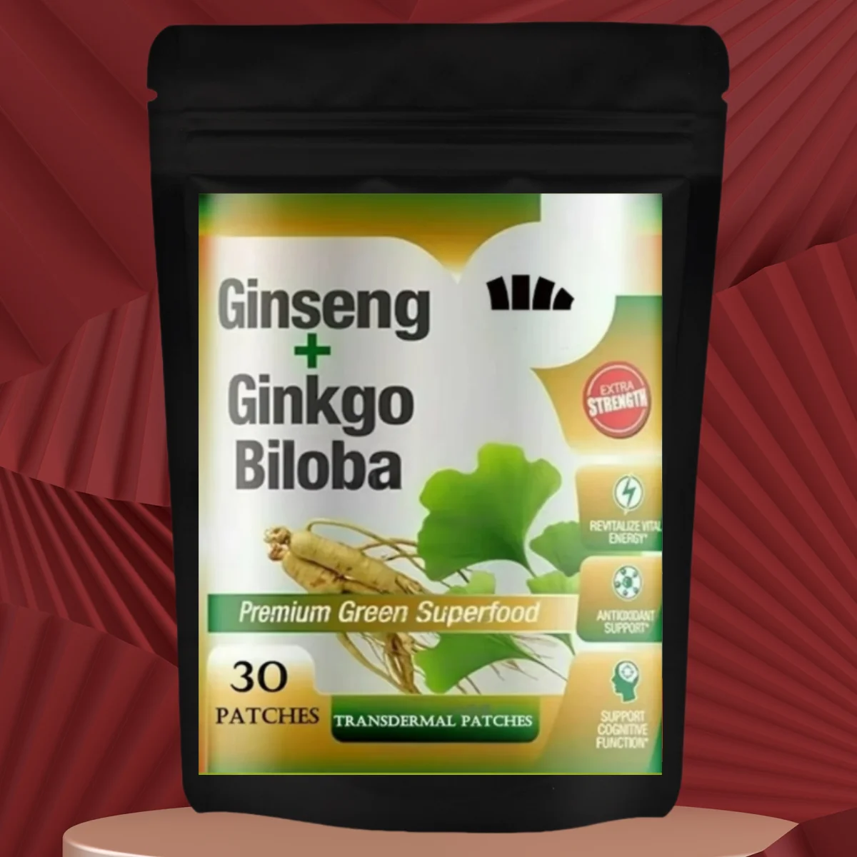 

30 пластырей с гинкго билоба и корейским красным женьшенем Panax, трансмимические пластыри, иммунитетная система и улучшение кровотока