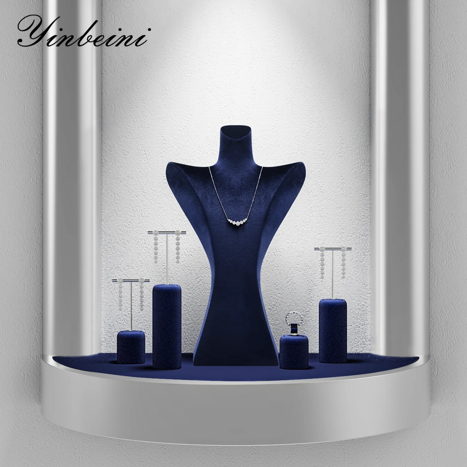 

Yinbeini Подставка для ювелирных изделий Кольцо Серьги Органайзер Бархатная витрина Витрина Реквизит TB048