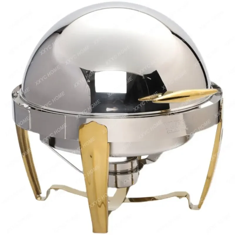 

Печь для обслуживания шведского стола, круглая флип-печь для завтрака из нержавеющей стали, позолоченная печь для обслуживания