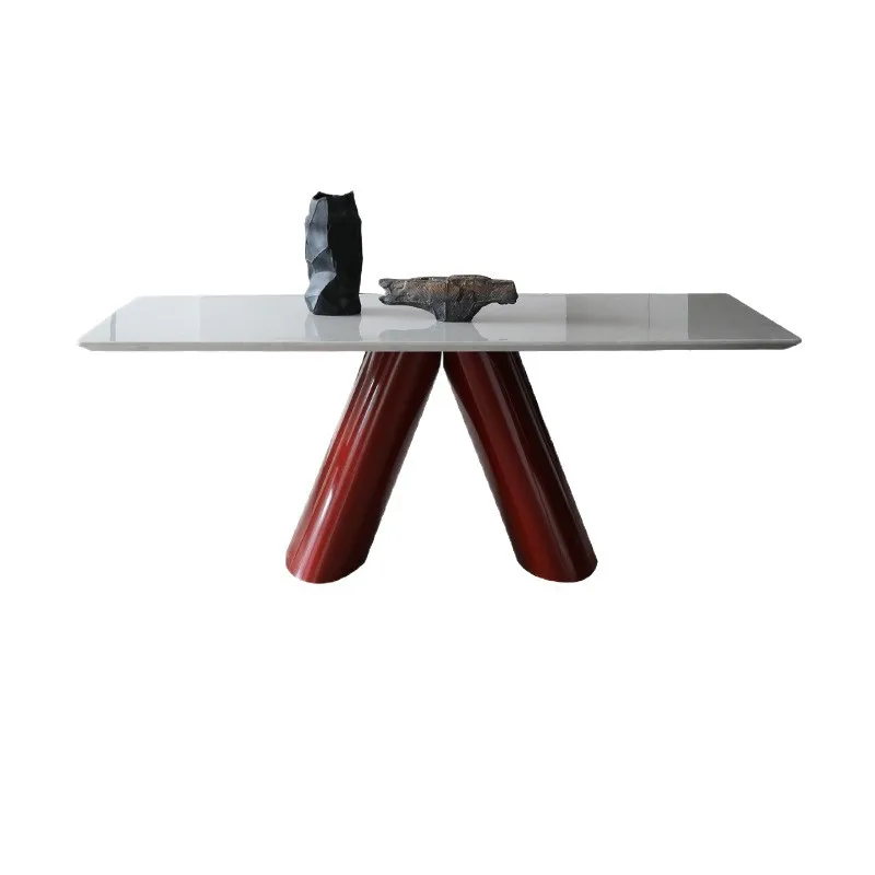 

Italian style, marble, dining table, stainless steel, rectangular, modern, simple, light luxury