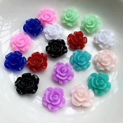 50 pieces of 13mm mixed color lovely resin rose flat back DIY jewelry accessories wedding decoration Flower shaped Scrapbook