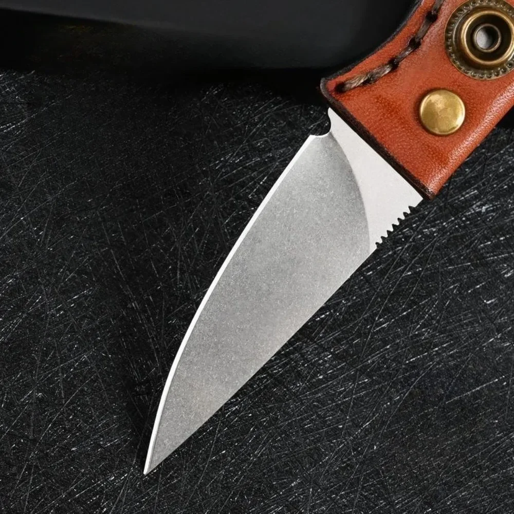 2025 بقاء شفرة مثبتة الرقبة سكين M390 شفرة جلد البقر مقبض صلابة عالية التخييم السكاكين التكتيكية فائدة سكين الدفاع عن النفس