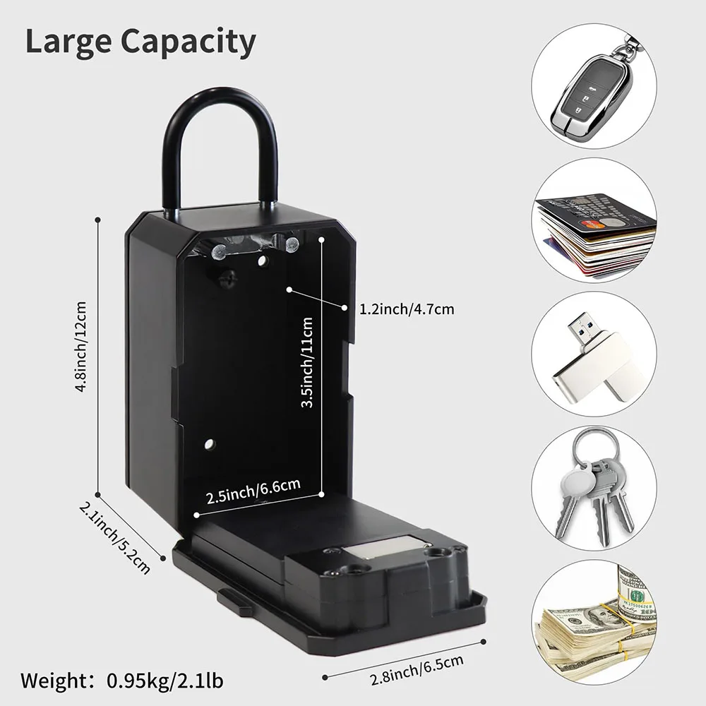 Imagem -05 - Smart Lock Box com Bluetooth Fingerprint Lock Box Wall Mounted Door Hanging Acesso Remoto Tuya App Casa