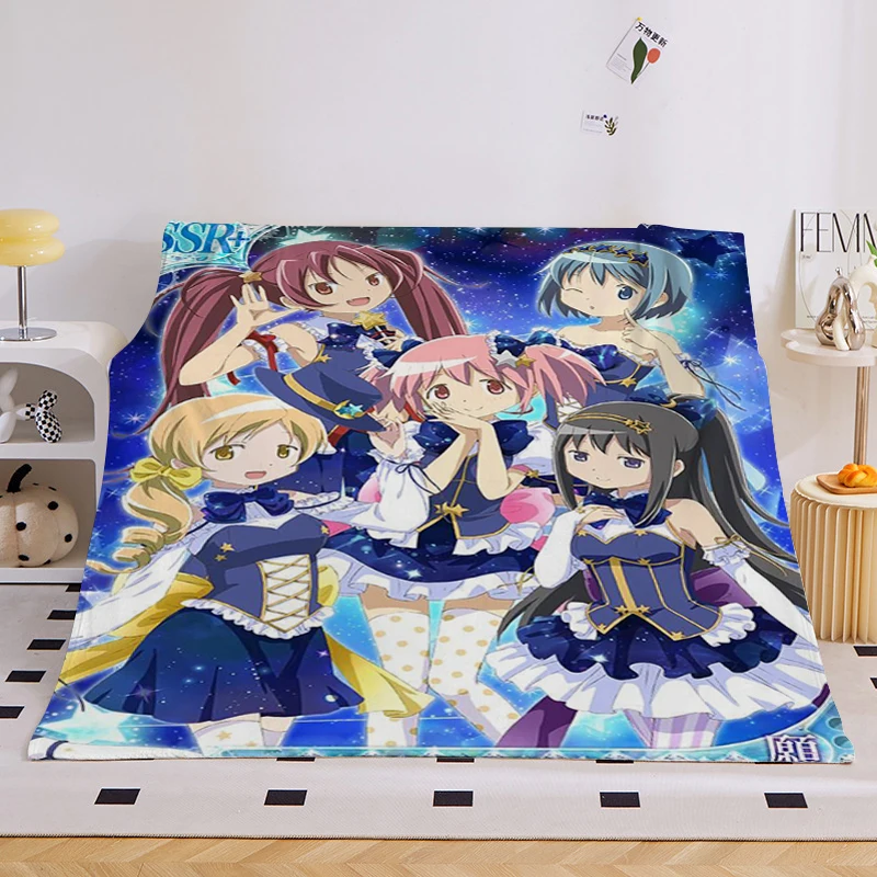 Fluffy Soft Blankets for Winter B-Madoka B-Magica Microfiber Bedding King Size Warm Bed Fleece Custom Decorative Sofa Blanket