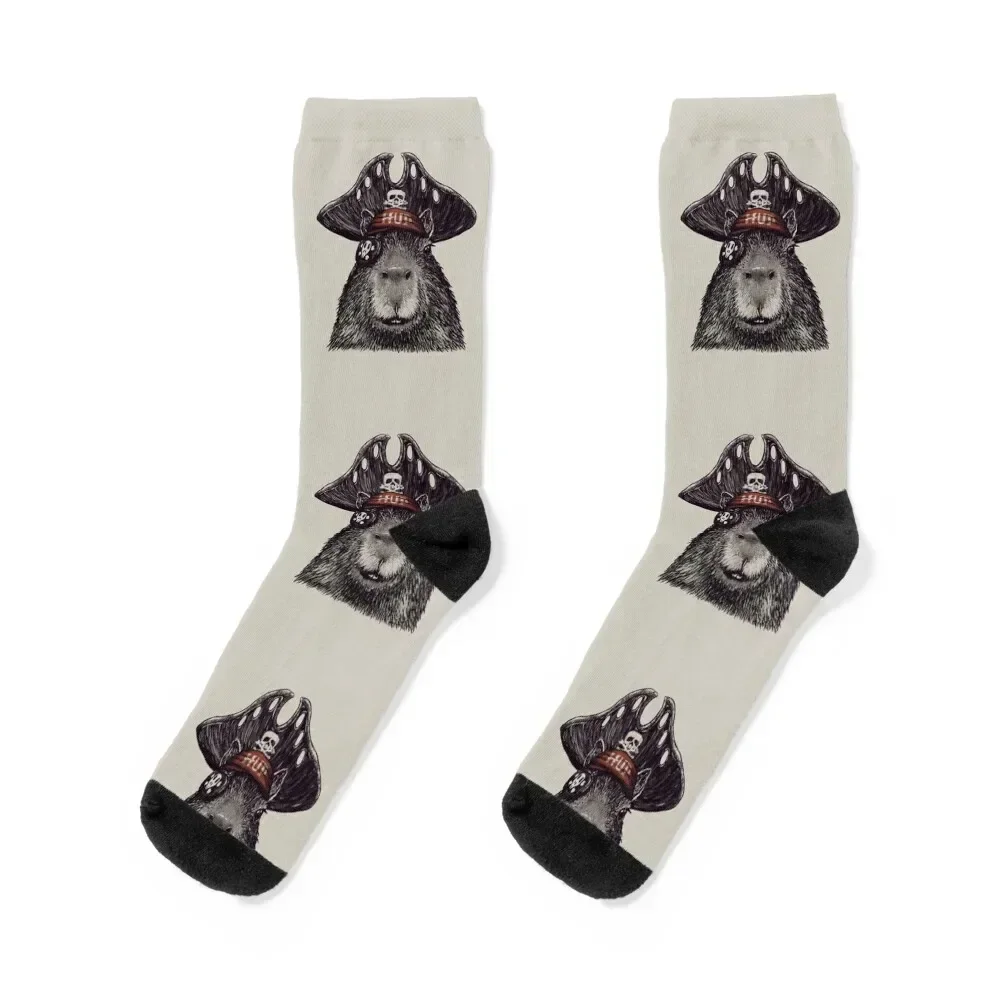 Capyrate - Pirate Capybara Capy Yuzu His Name - Gort Pet Mat Bandana Socks Heating sock shoes floral Men's Socks Women's