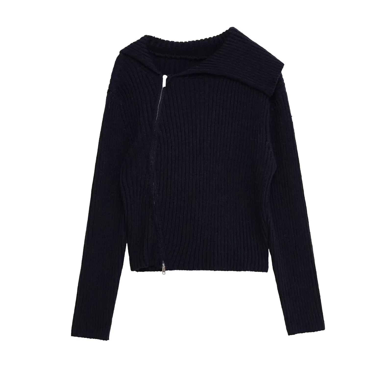 

Women Knitted Cardigans Coat Autumn Winter Long Sleeve Zipper Sweater Short Jacket Female Elegant Turn-Down Collar Outerwears