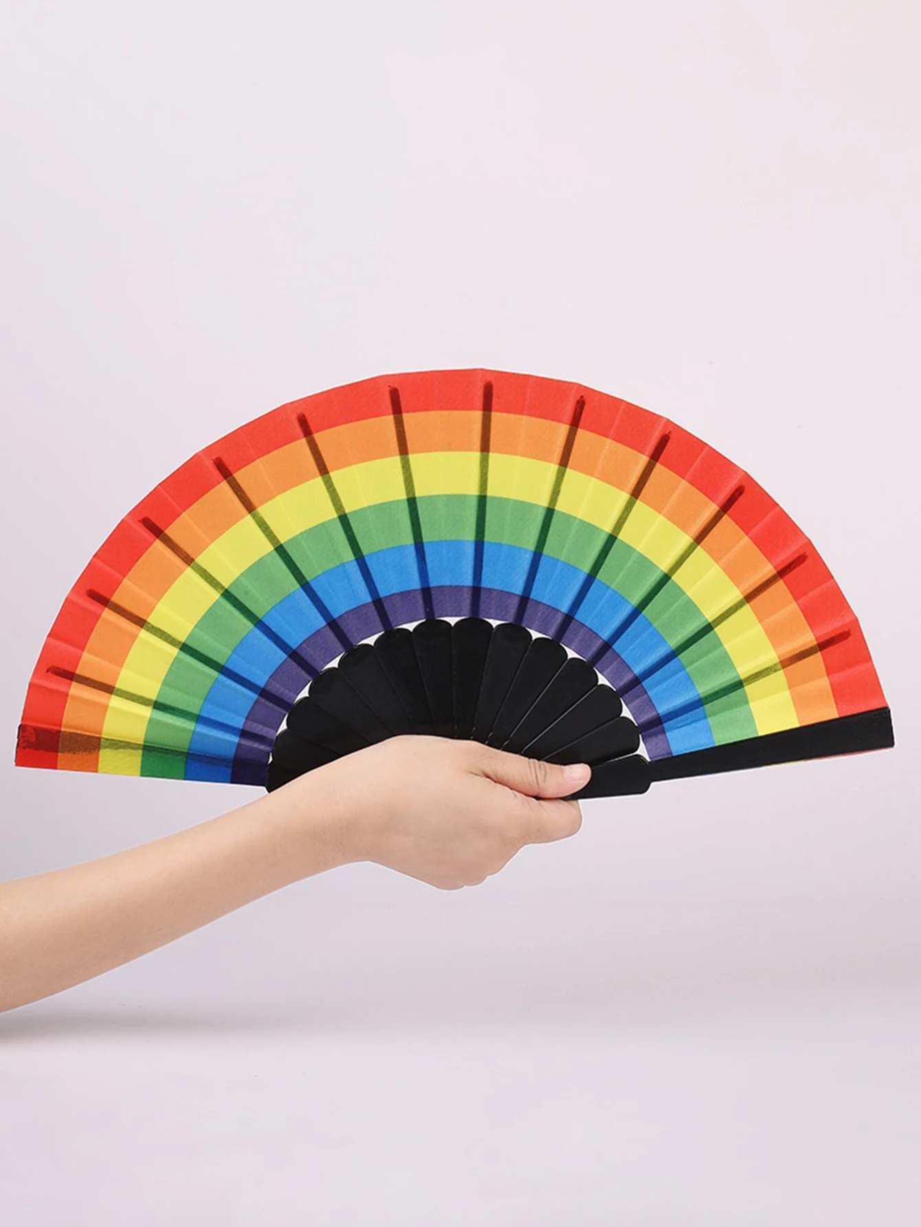 1PC Fashion Simple Personalized Rainbow Folding Fan Dance Filming Props Crafts Compact and Portable Ideal for Gifts