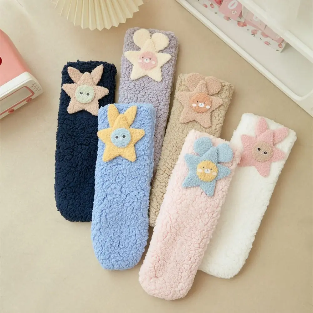 

Cute Star Funny Tube Socks Cartoon Mid-Calf Floor Stockings Women Thicken Warm Hosiery Coral Fleece Socks Winter