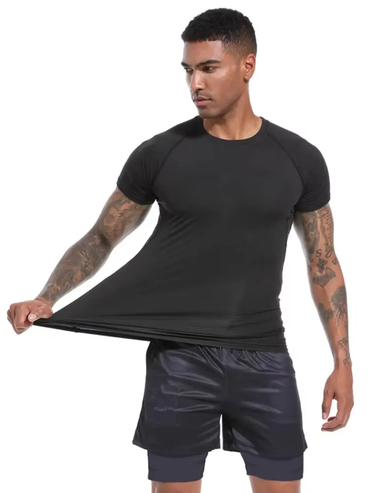 Men's Compression Shirts Summer Short Sleeves Tees T-shirt Gym Workout Fitness Running Tops Undershirts Baselayer Sportswear