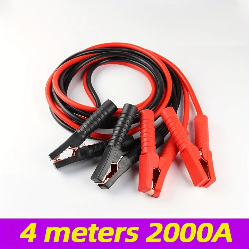 

4M 2000AMP Car Battery Booster Cable Emergency Power Start Cables, Ignition Jump Starter Lead Wire Alligator Clip for Auto/SUV