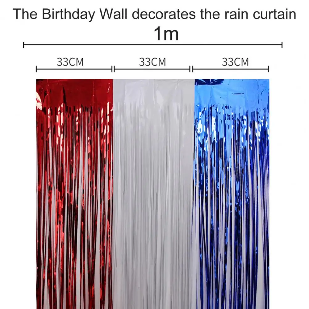 Curtain Backdrop  Good Eco-friendly PET  Shiny Red White Blue Tinsel Curtain Backdrop Streamers for Household